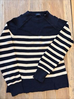 Scotch & Soda Navy and Cream Striped Women's Sweater